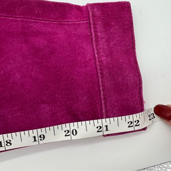 NWOT Gorgeous French Laundry Fuchsia Leather Button Up Jacket –‎ Size Large - Picture 11 of 14